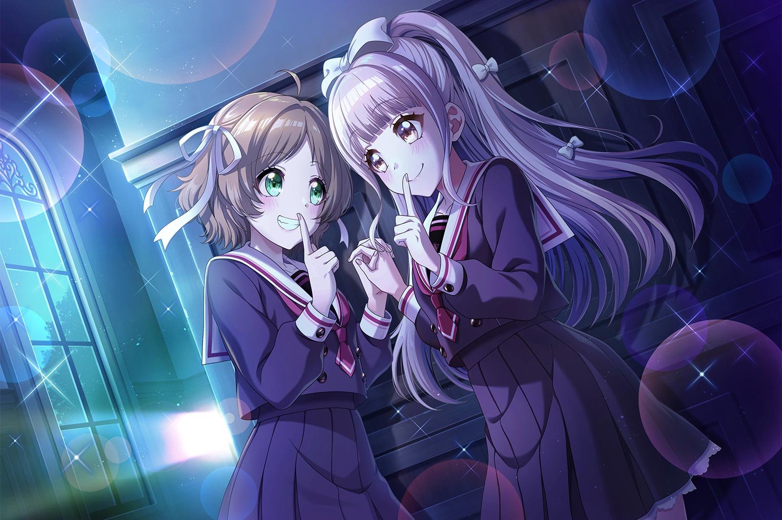 Safebooru blonde hair d4dj dress green eyes official art shiratori kurumi short hair smile takeshita miiko yellow eyes