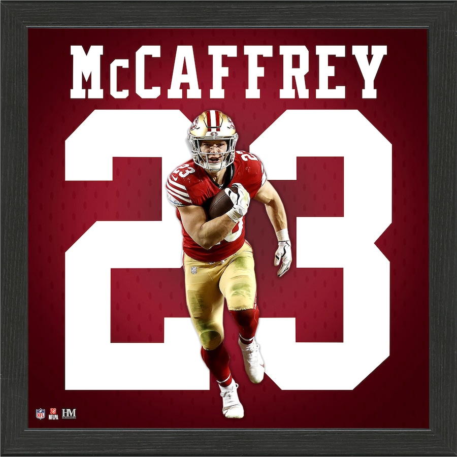 Highland Mint Christian McCaffrey San Francisco 49ers 13'' x 13'' Impact Jersey Framed Photo