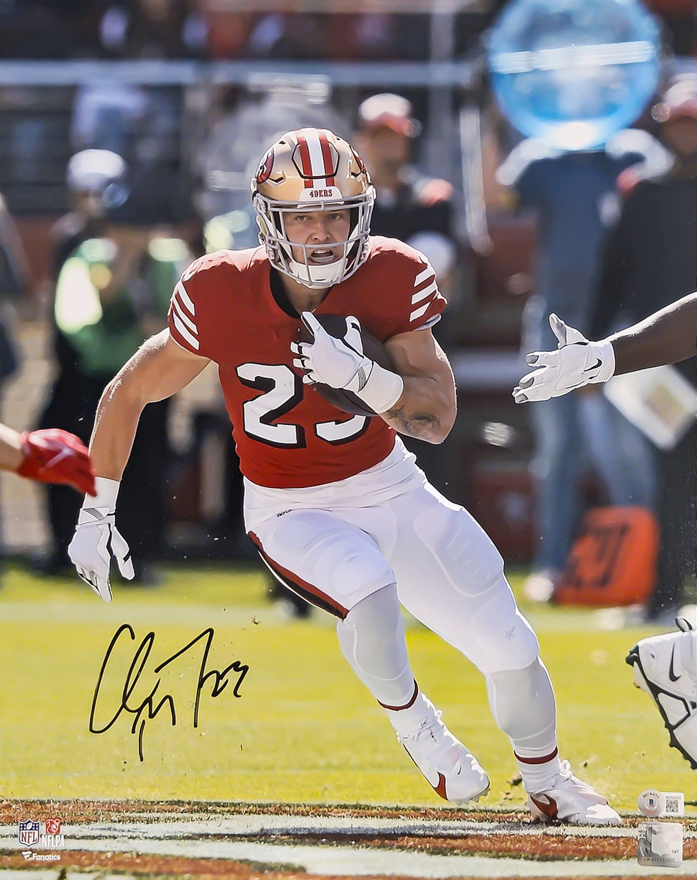 SALE!! Christian McCaffrey Autographed 16x20 Photo San Francisco 49ers Beckett BAS Witness Stock Creek Sports