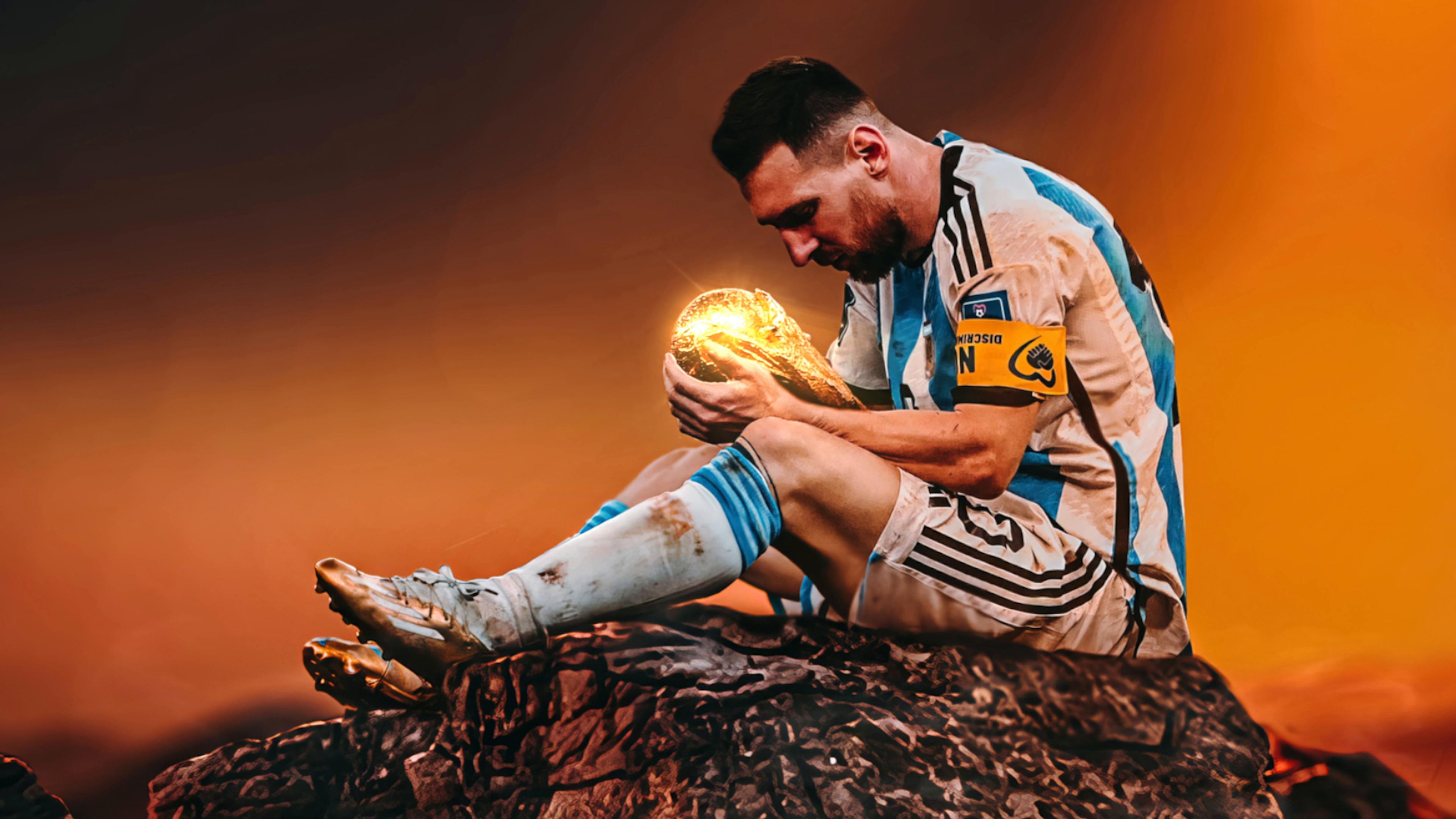 Messi With FIFA World Cup Trophy Live Wallpaper