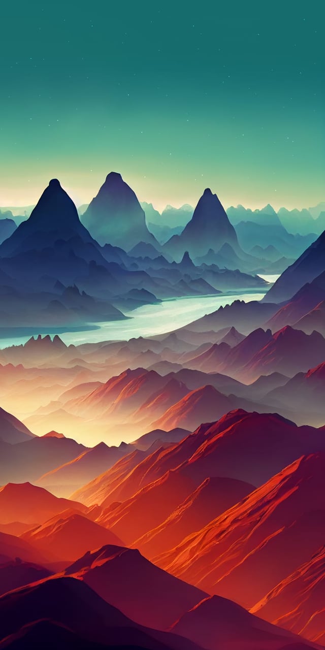 OLED wallpaper blue red mountains