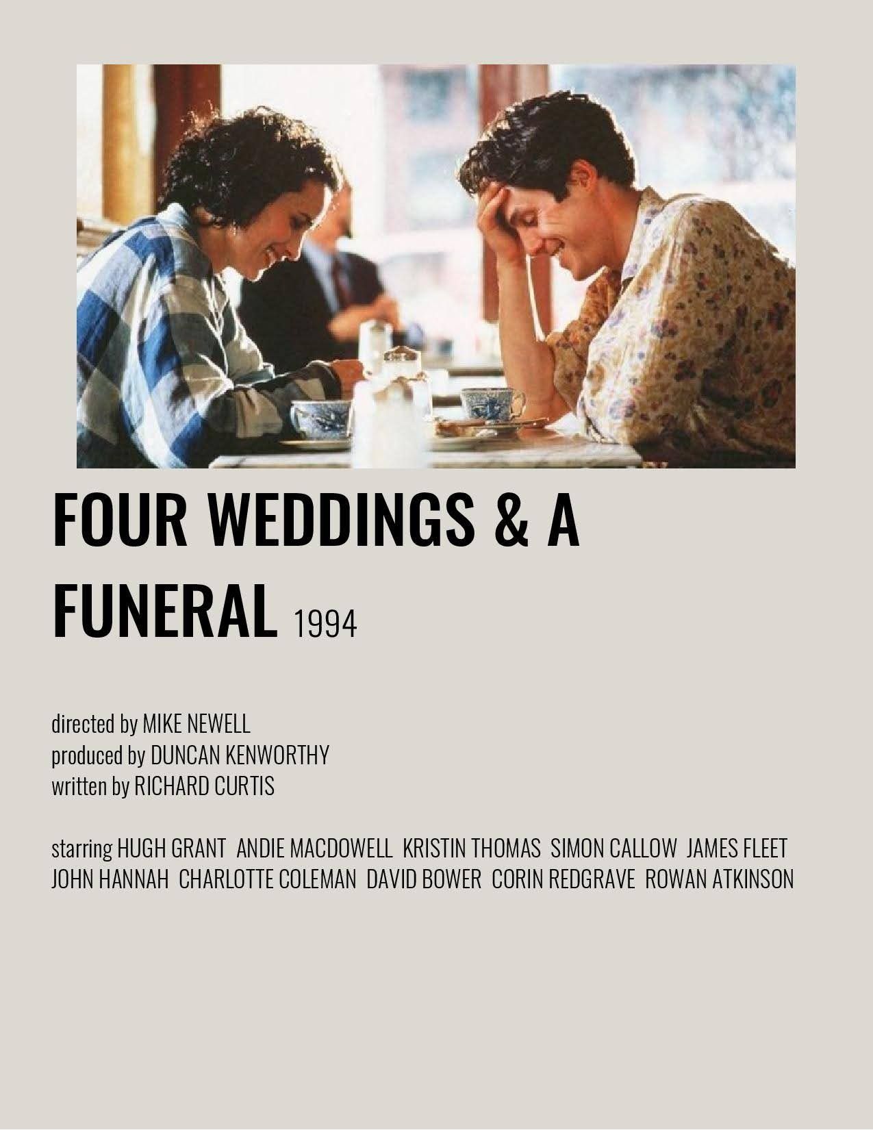 Four weddings & a funeral alternative minimal poster. Filmes, Frases livros, Livros