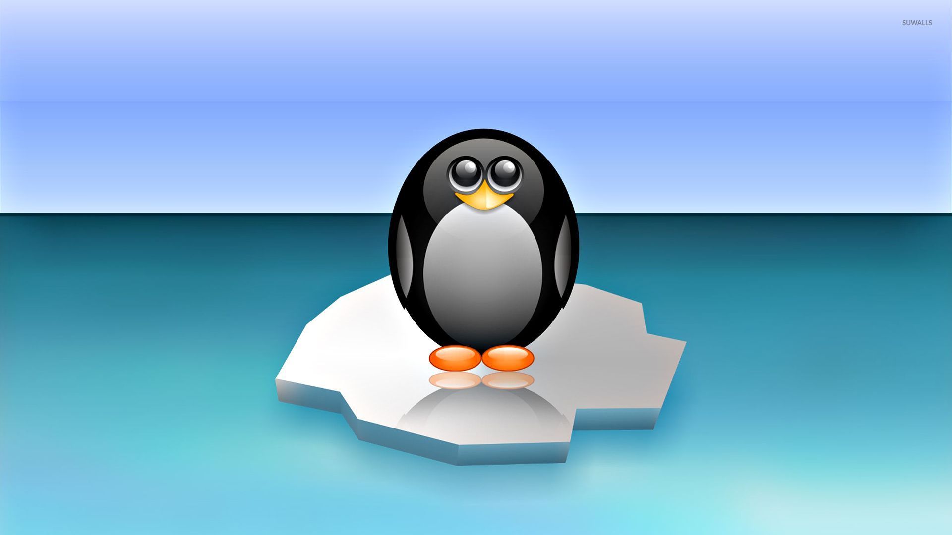 Cute penguin on the floating ice wallpaper Art wallpaper