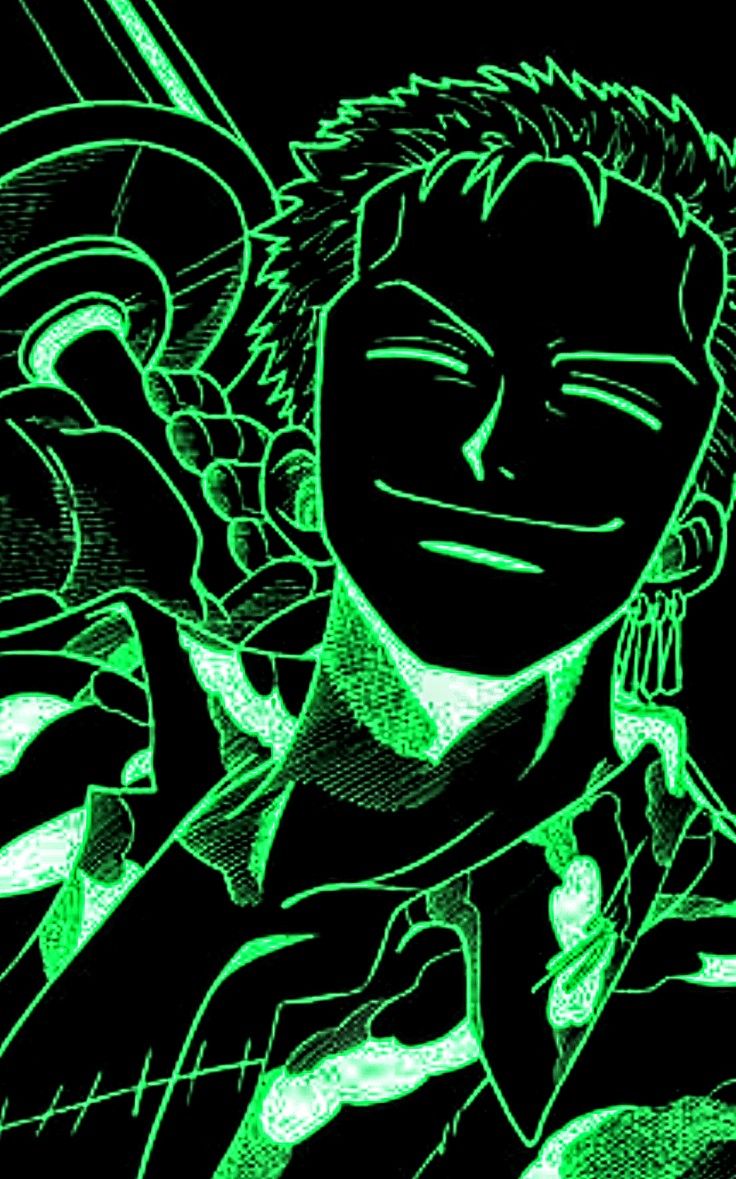 Zoro Inverted Neon Green. Blue anime, Zoro, Neon green