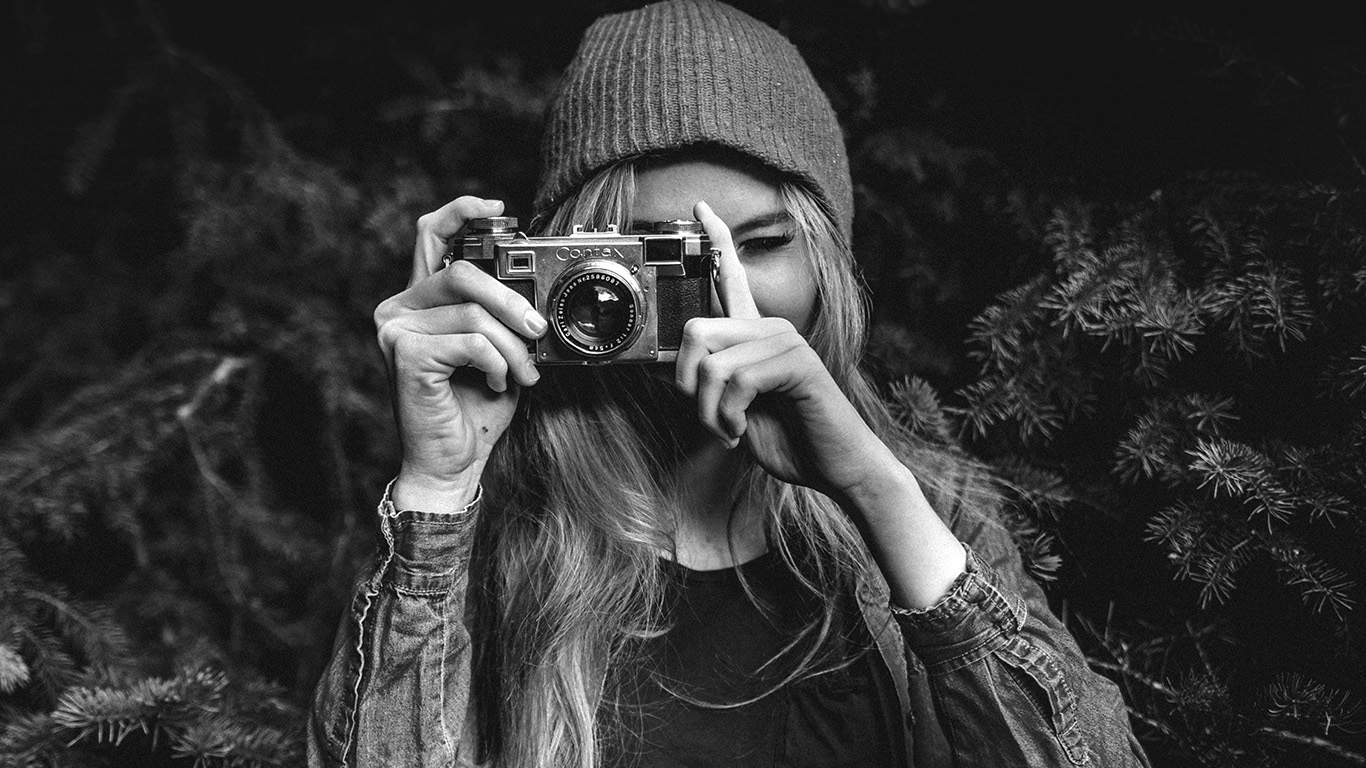 wallpaper for desktop, laptop. photo taking girl dark cute bw