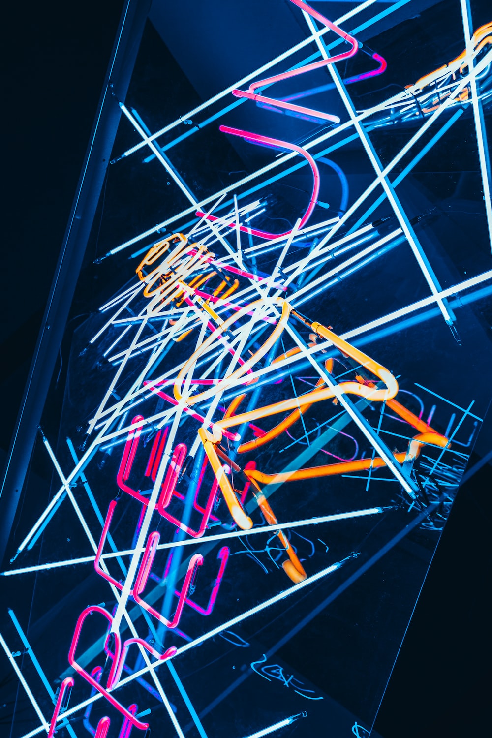 Yellow and blue light digital wallpaper photo