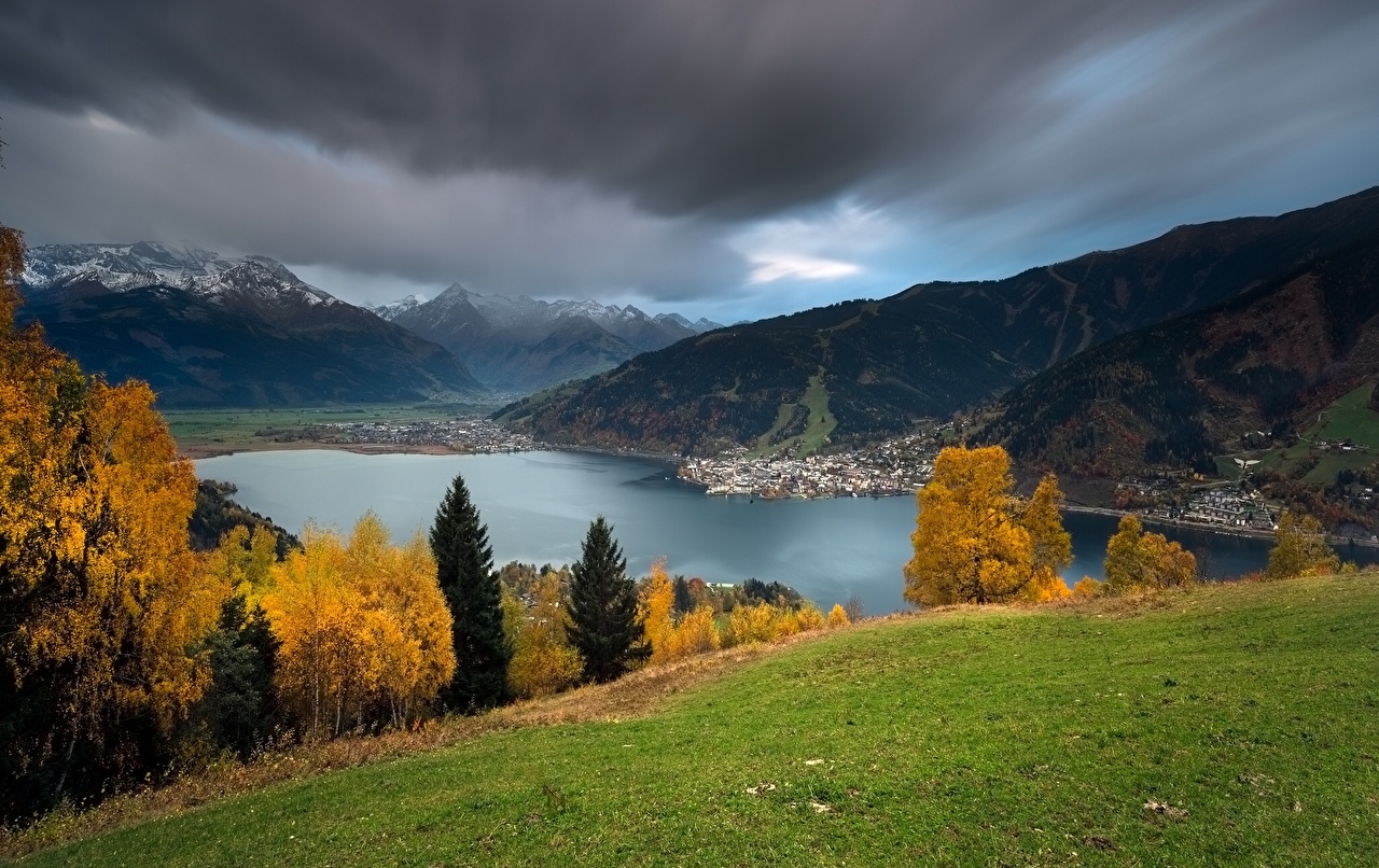 Picture Alps Austria Lake Zell Zell am See Nature Autumn Mountains