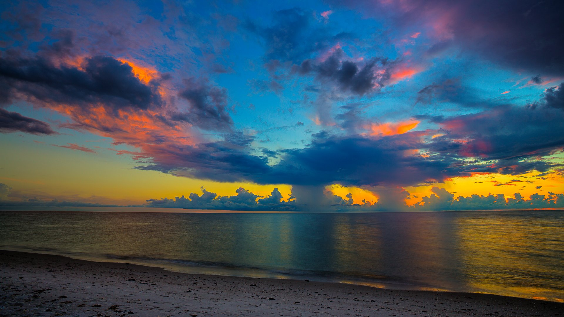 Beach Blue Cloud Florida Gold Horizon Nature Ocean Sky Sunset wallpaperx1080