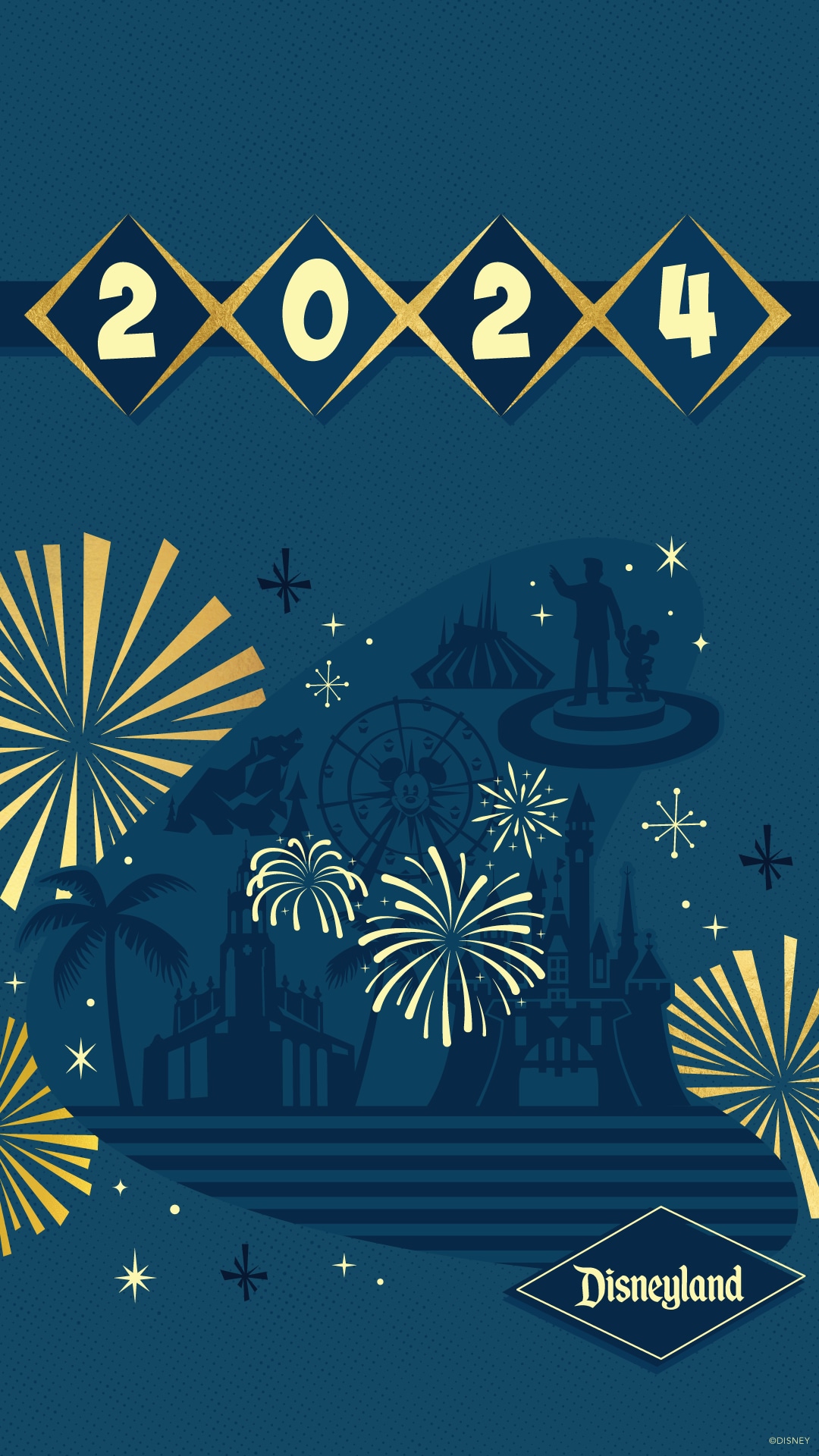 2024 New Year's Disneyland Icon Wallpaper