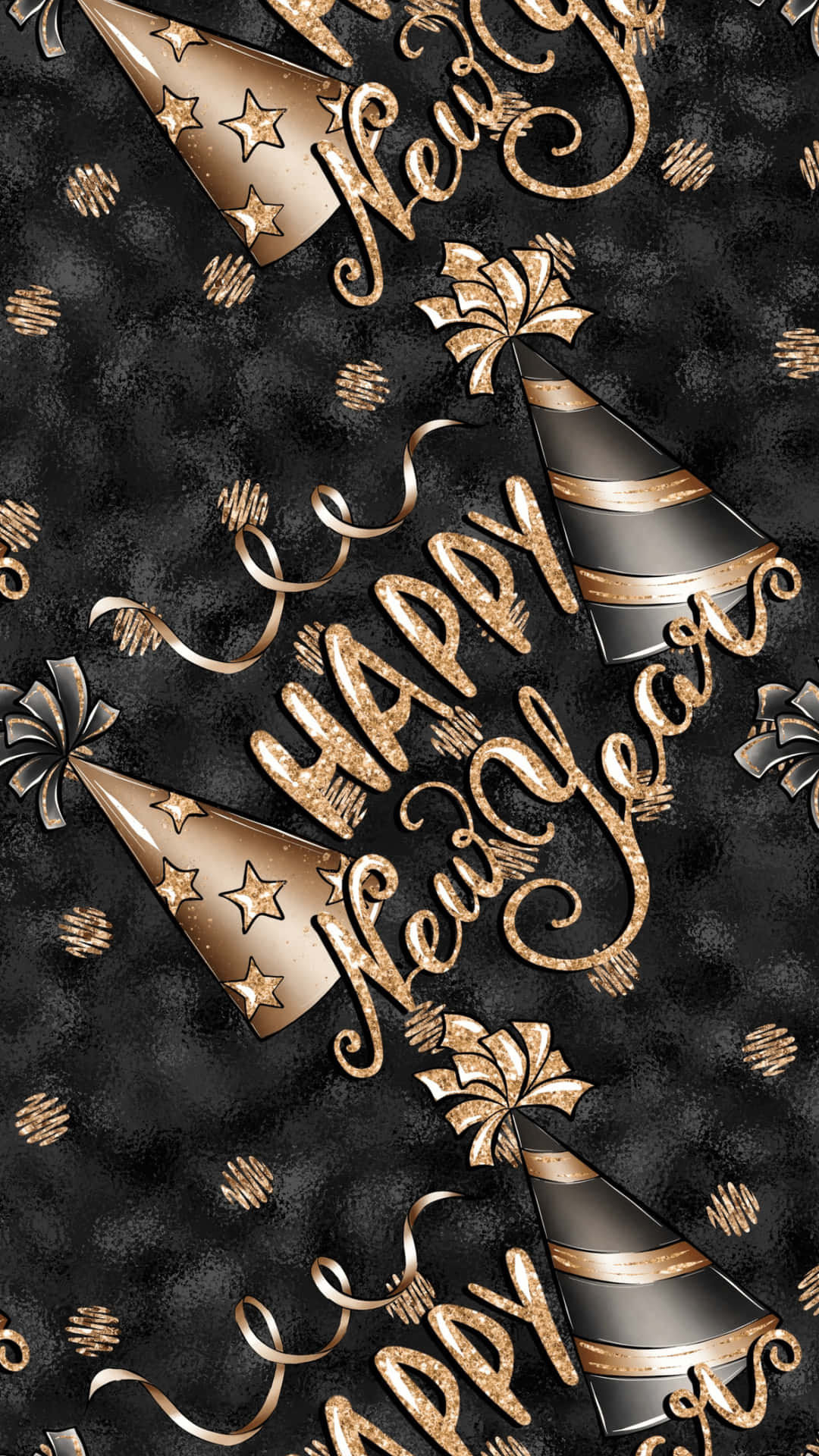 Download Happy New Year Gold And Black Pattern Wallpaper