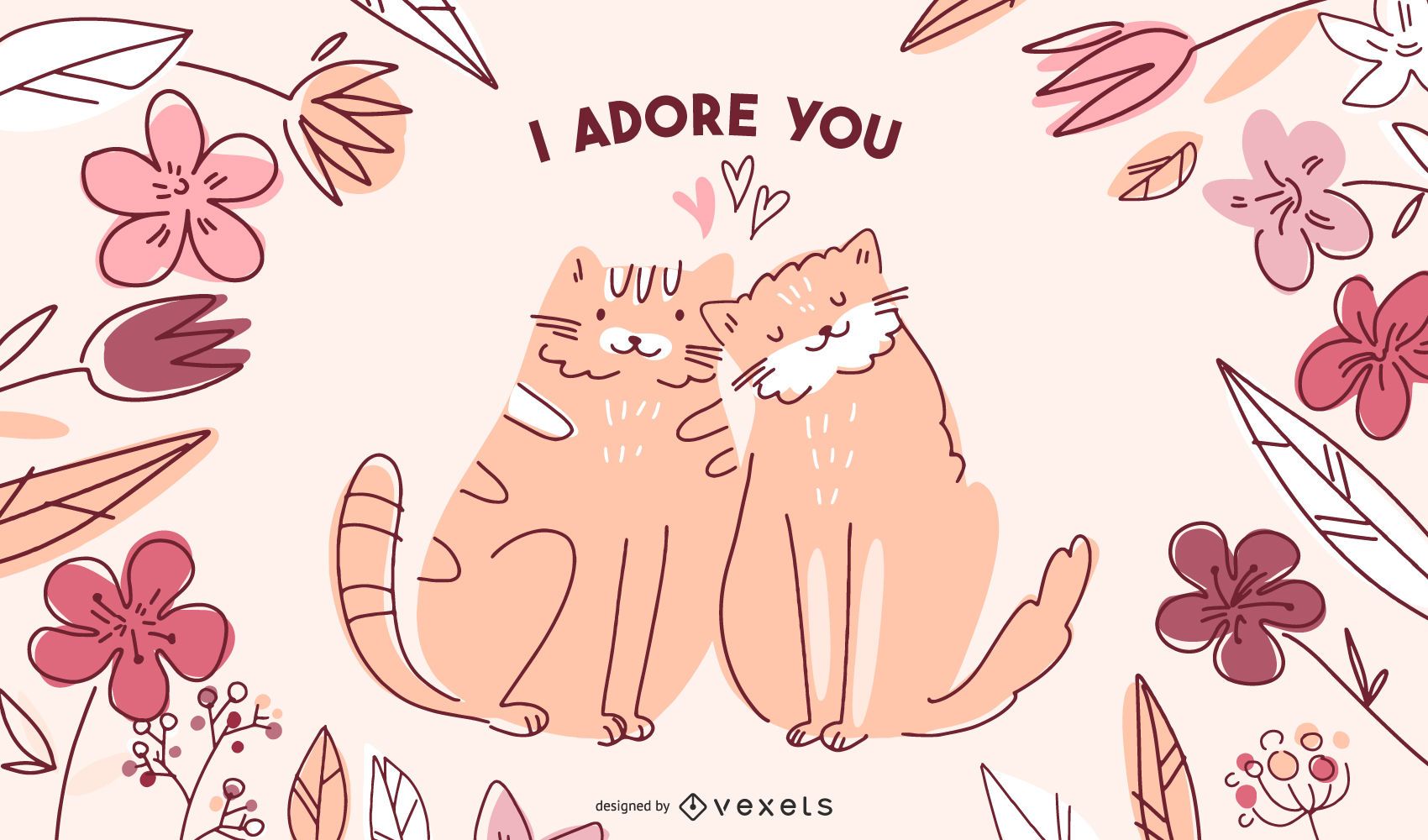 Valentine Cats Illustration Vector Download