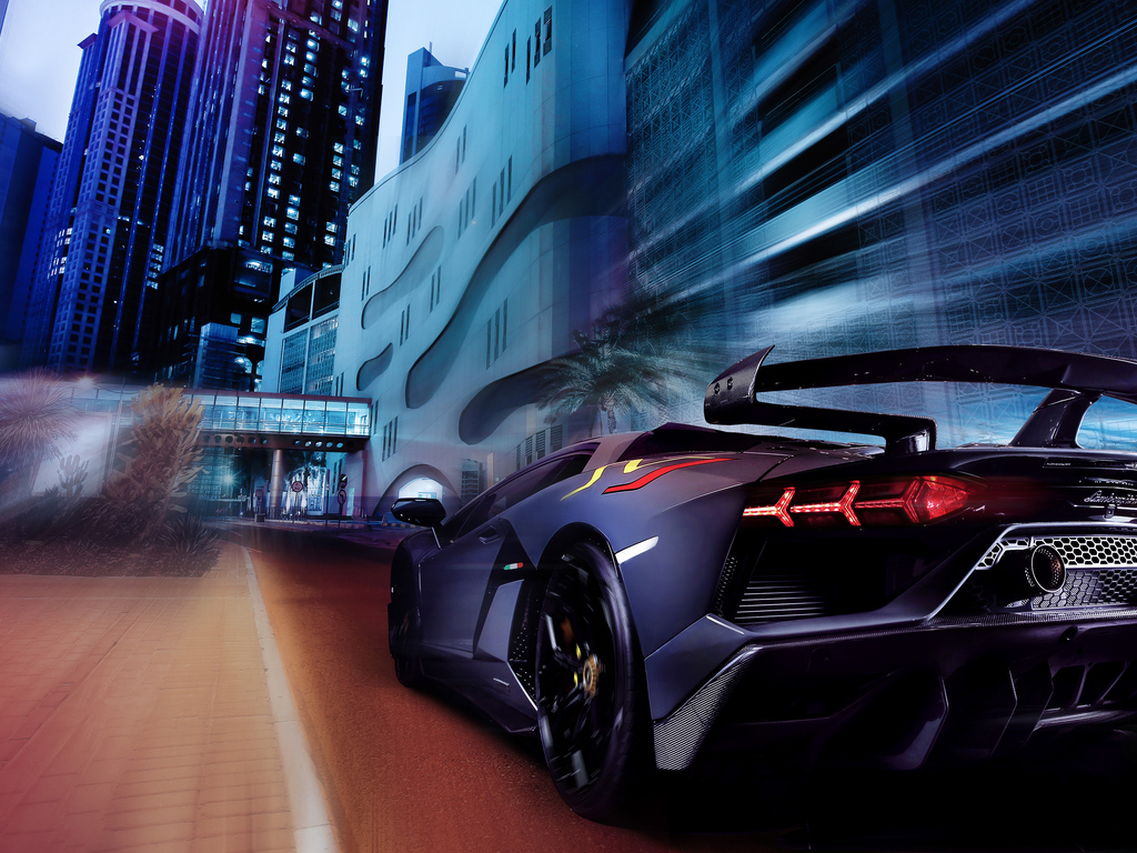 Lamborghini Aventador Rear Night Wallpaper, 1024x768 Resolution HD 4k Wallpaper, Image, Background, Photos and Picture