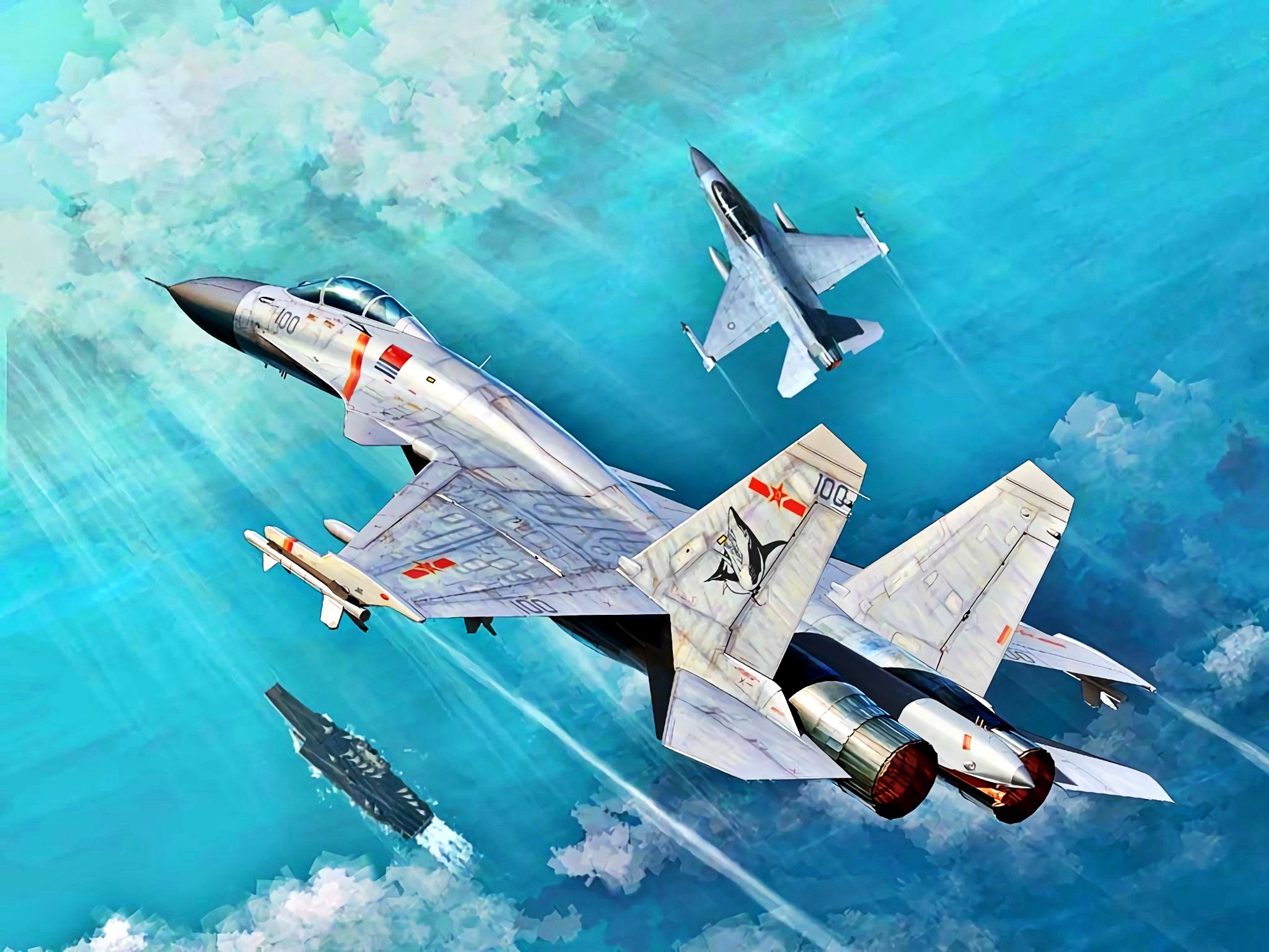 Download Wallpaper China, The Carrier, F 16, Carrier Based Fighter, Shenyang, J 15, Section Aviation In Resolution 2048x1536