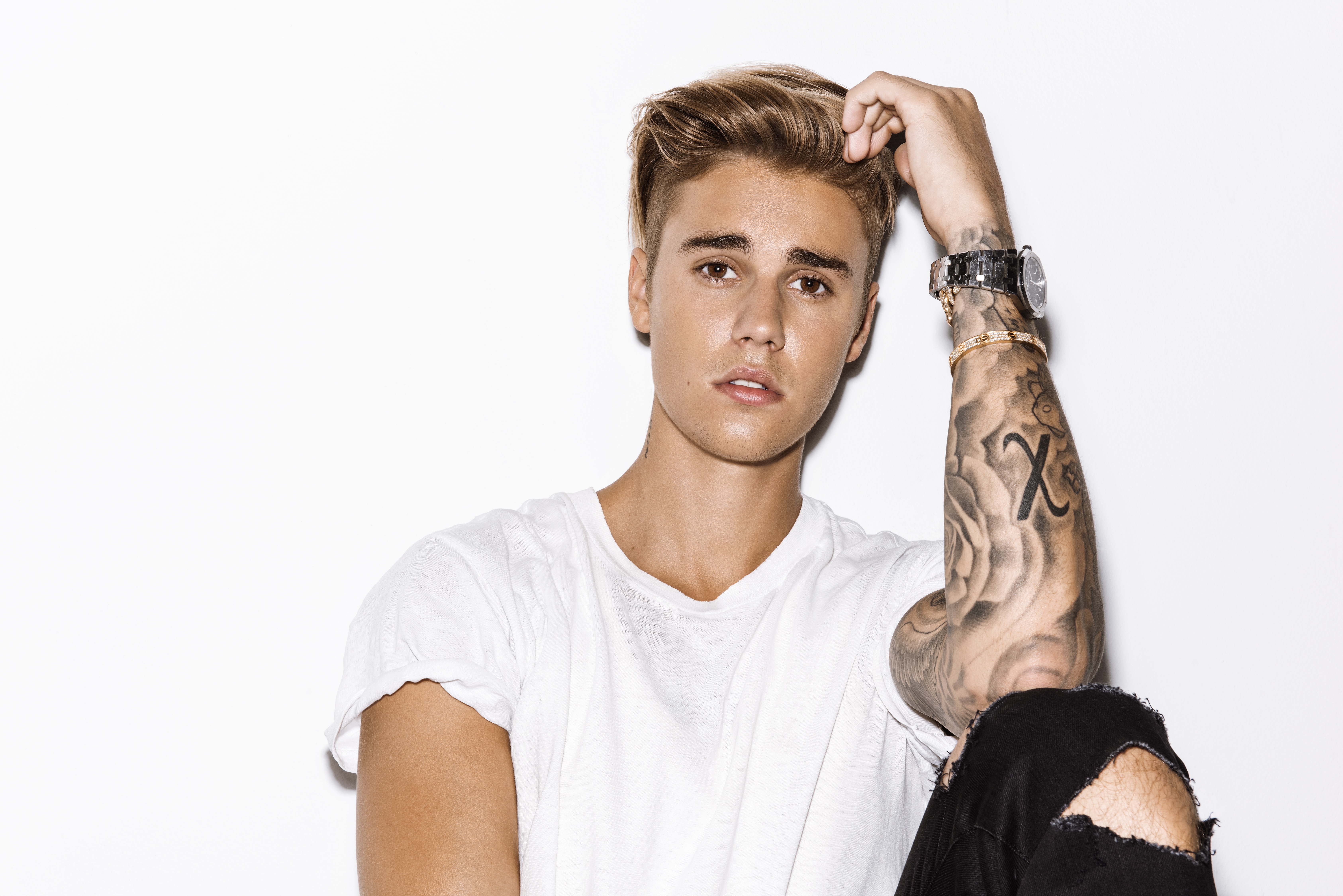Justin Bieber Wallpaper 4K, 5K, Pop singer, White background