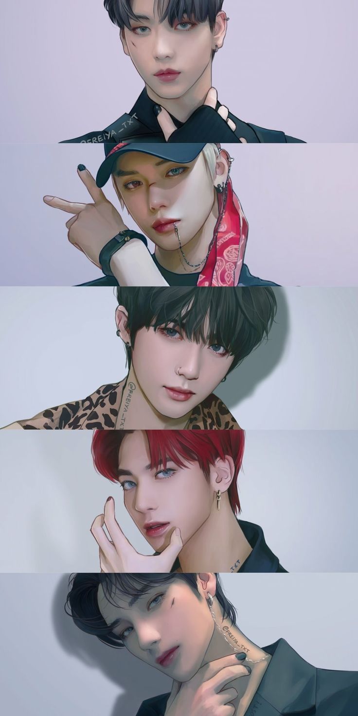 TXT. Fan art, Kpop fanart, Kpop drawings