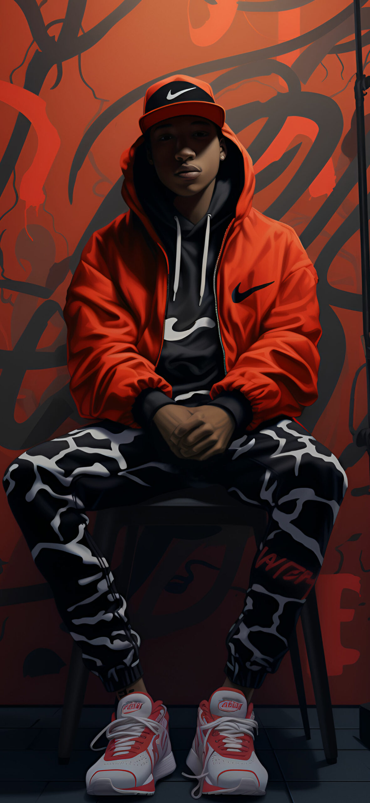 Hypebeast Vibes Guy in Orange Jacket Wallpaper
