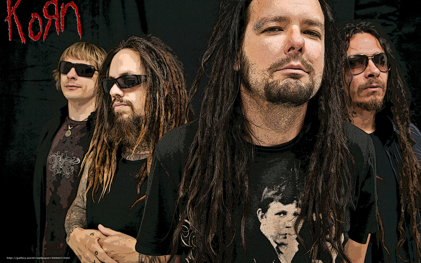 Download wallpaper Korn, Jonathan Davis, Ray Luze, James Shaffer free desktop wallpaper in the resolution 1680x1050