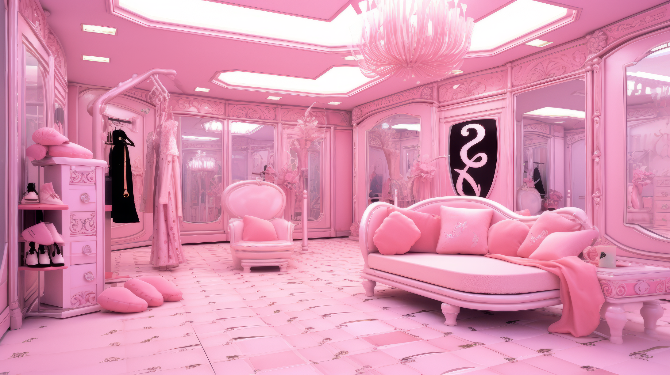Barbie Style Pink Room Y2k Wallpaper