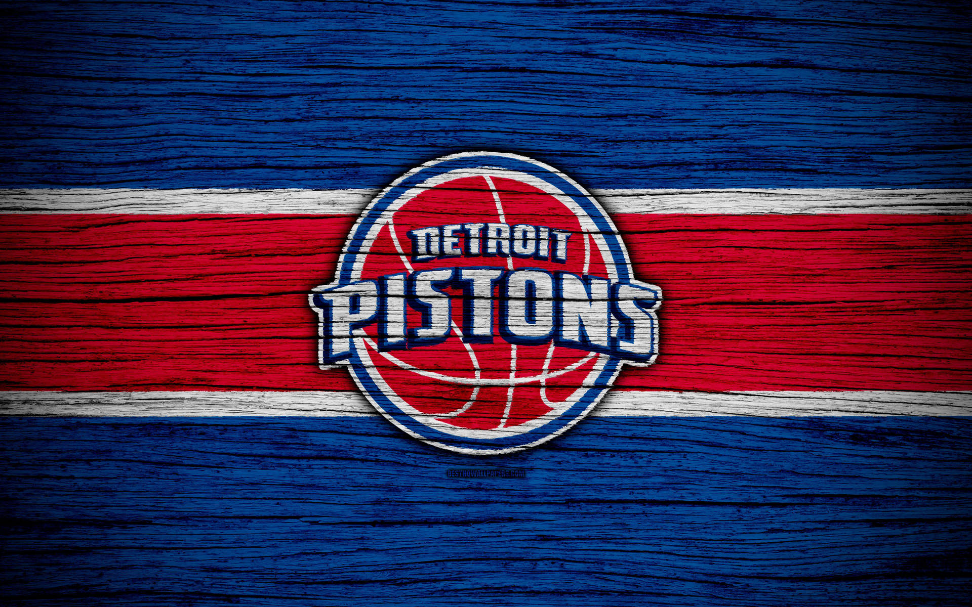 Download Detroit Pistons Red Blue Wood Texture Wallpaper