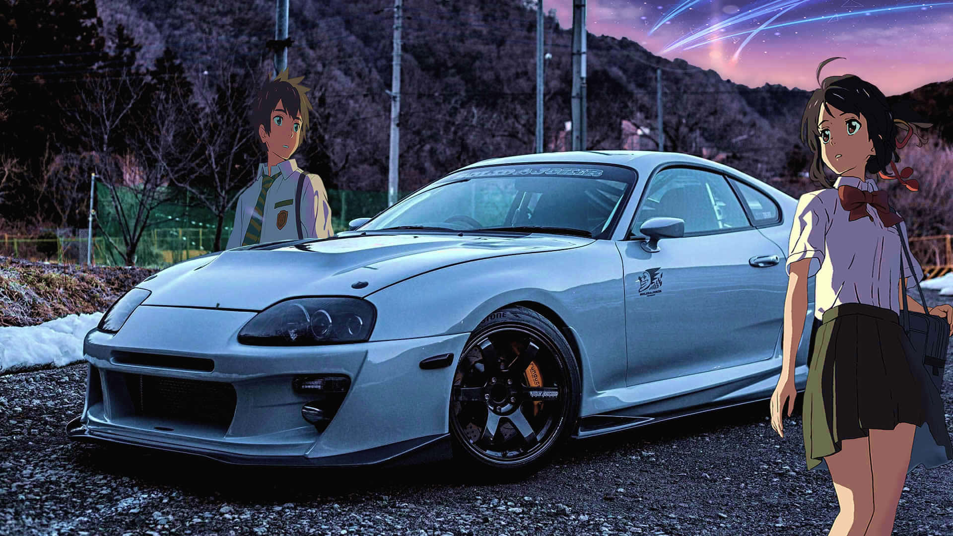 Download Toyota Supra Your Name Characters JDM Anime Wallpaper
