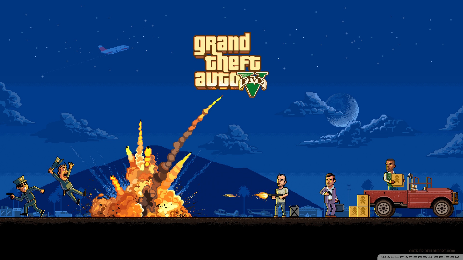 GTA PIXEL ART Ultra HD Desktop Background Wallpaper for 4K UHD TV, Tablet