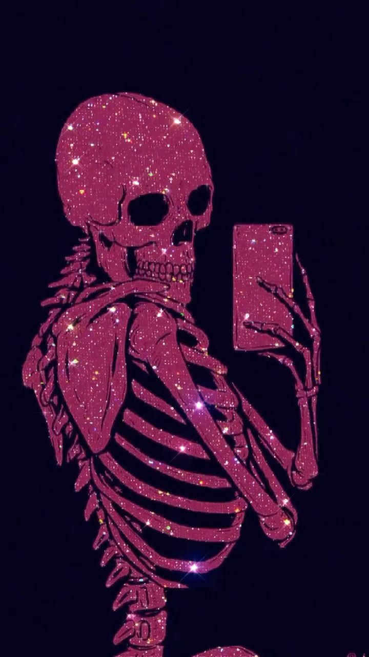 Animated Aesthetic Skeleton Valentine's Day Skeleton. Glitter wallpaper, iPhone wallpaper, Cute background