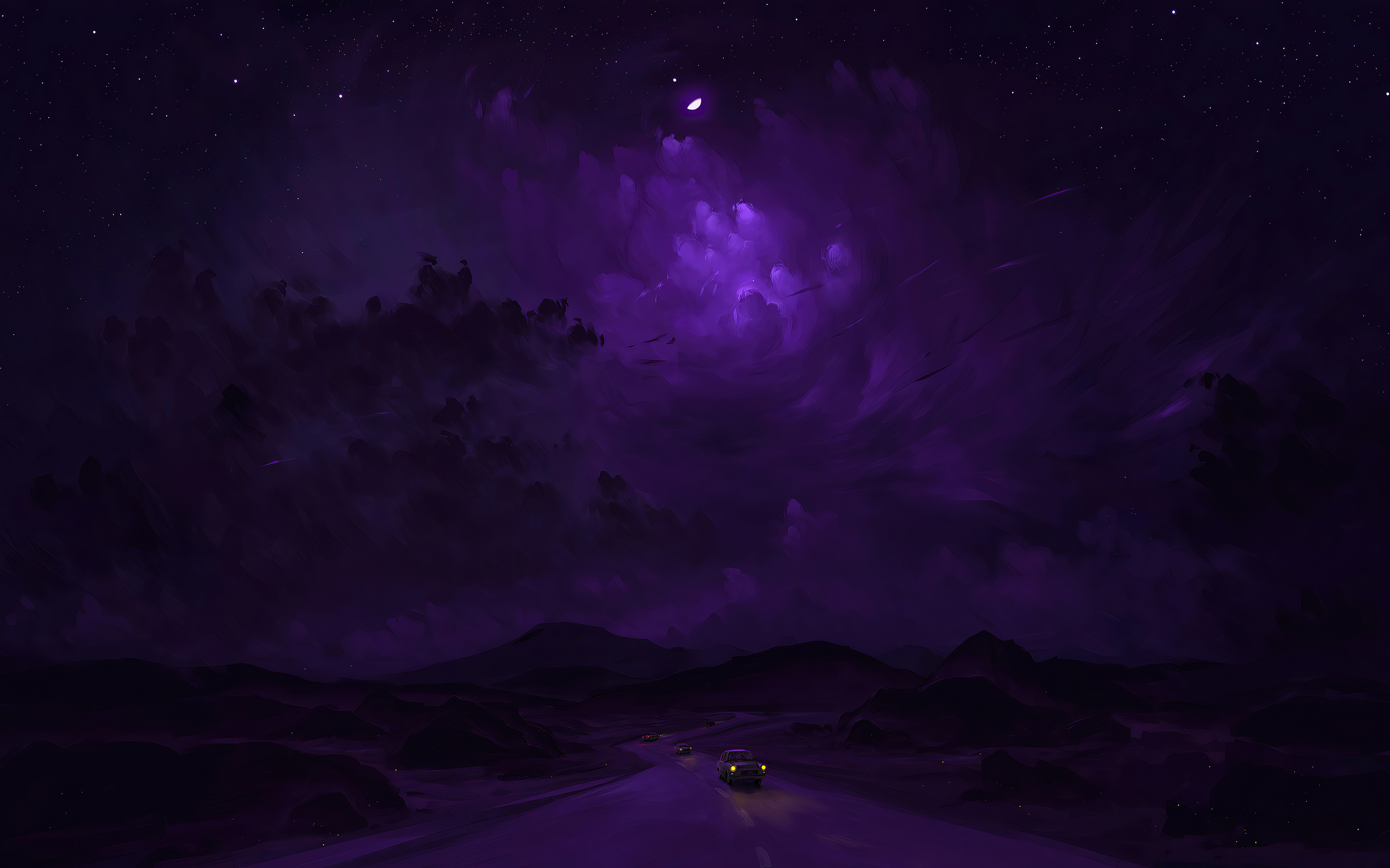 Purple Night Ride 4k Macbook Pro Retina HD 4k Wallpaper, Image, Background, Photo and Picture