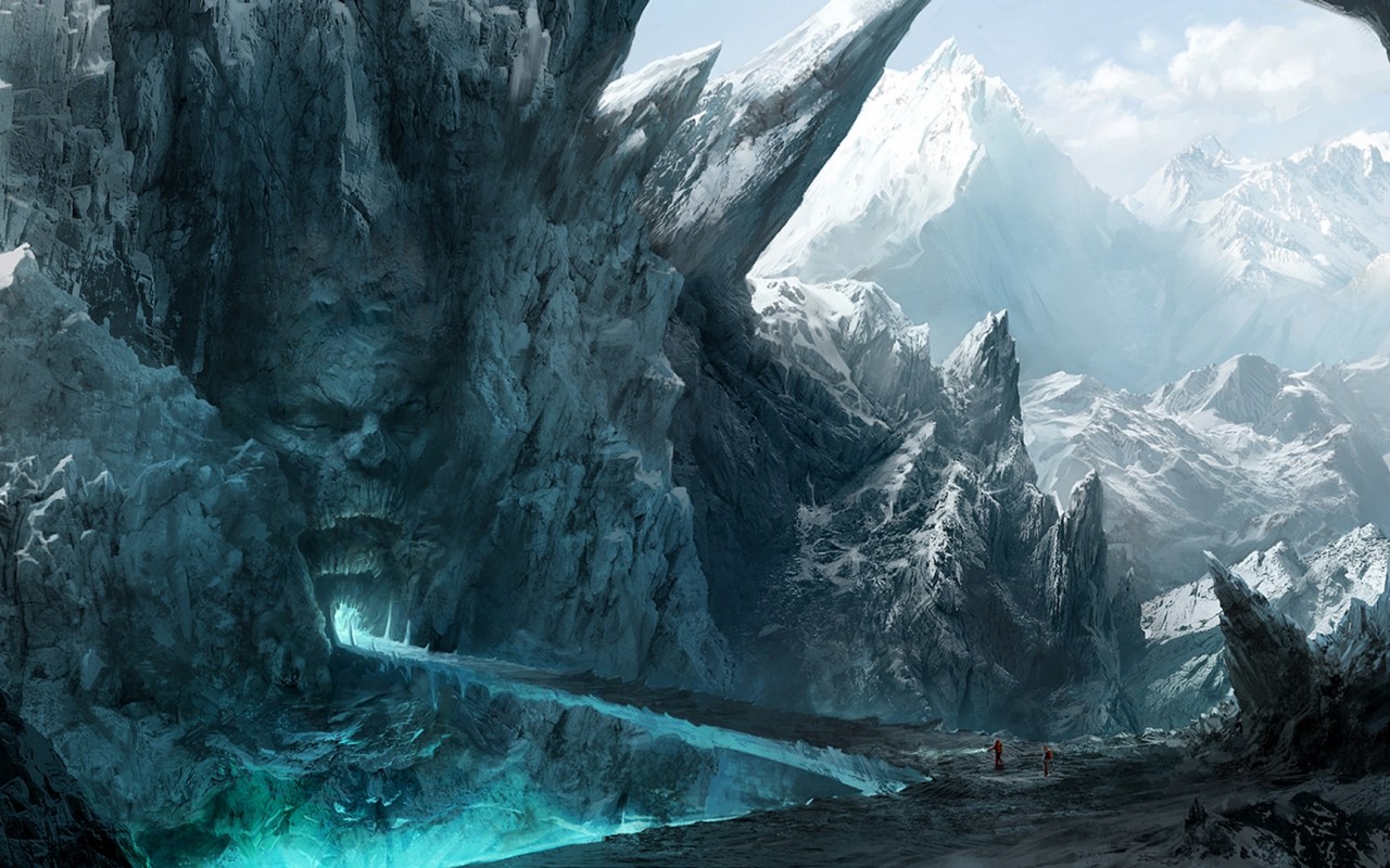 nature, mountain, dark, ice, fantasy art, digital art (1280x800px) on Wallls.com