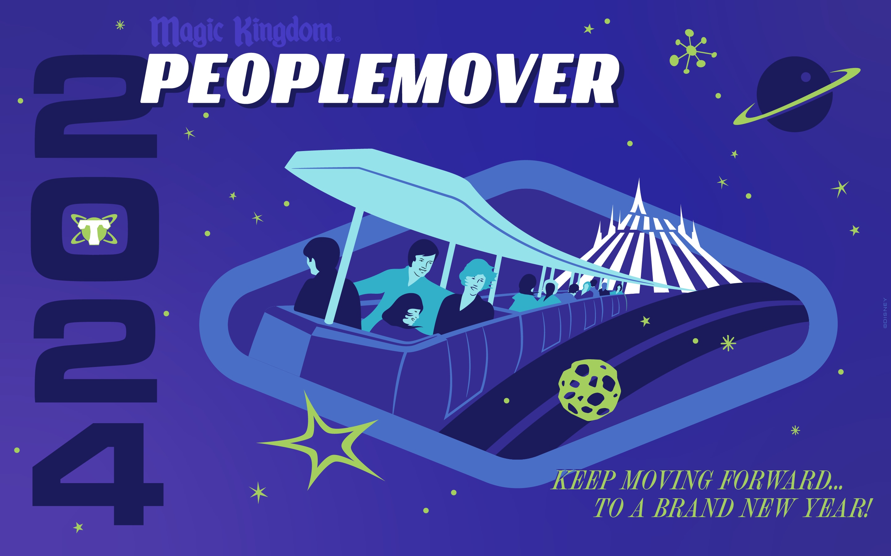 2024 New Year's Magic Kingdom PeopleMover Wallpaper