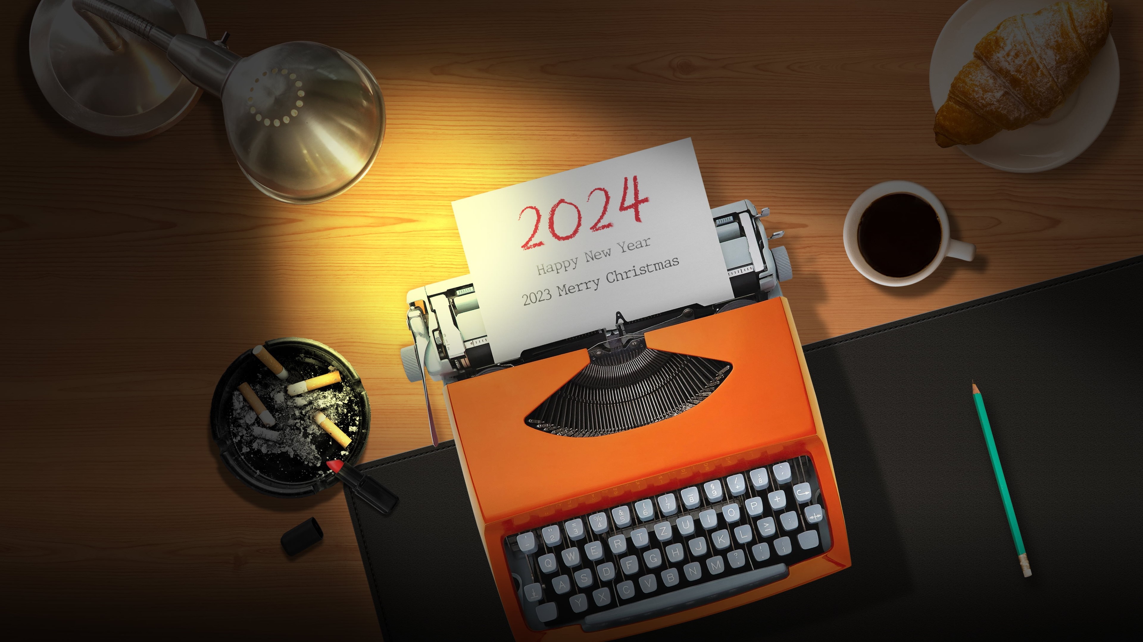 Vintage Typewriter New Year Celebration