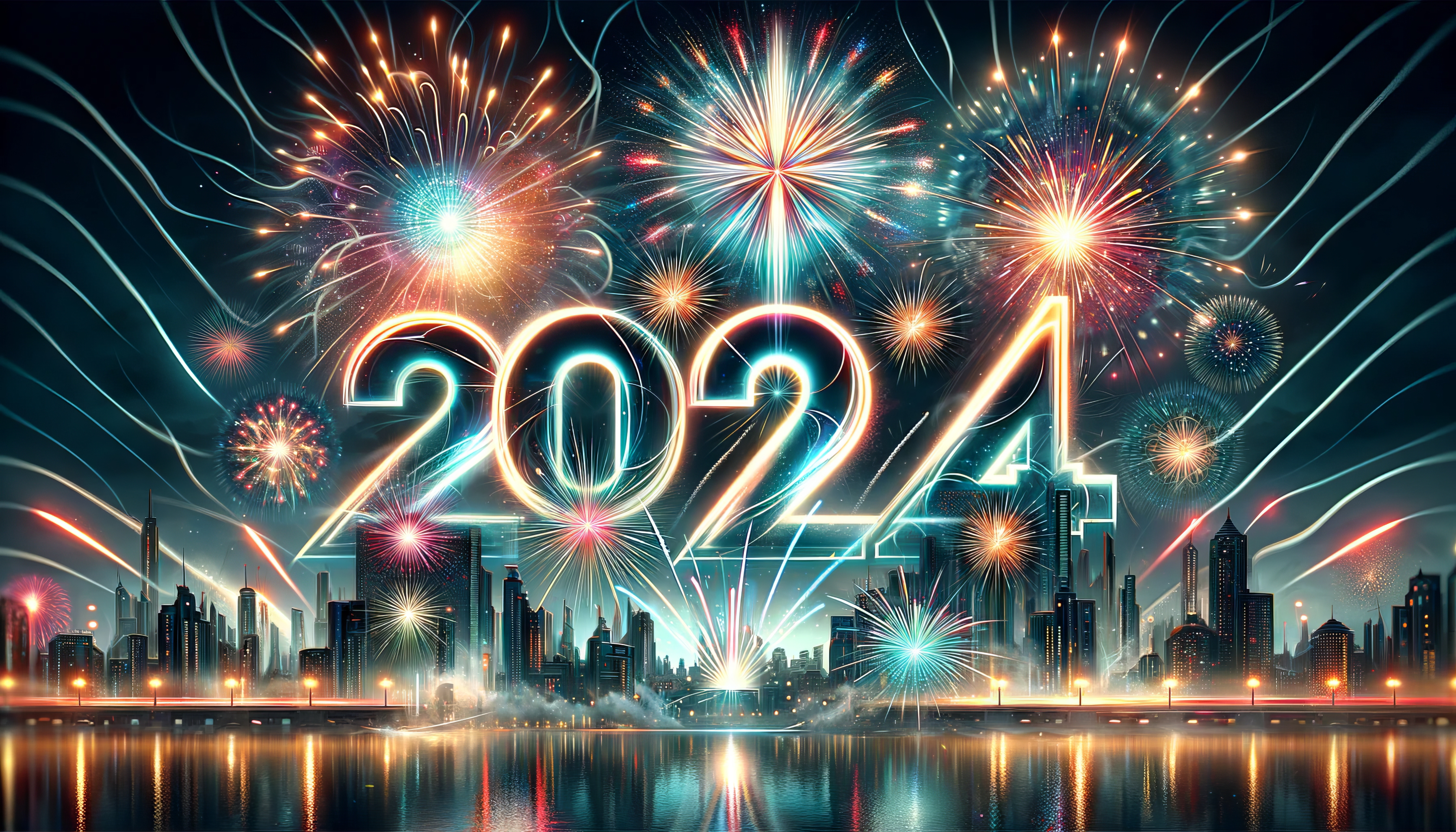 Electrifying 2024 Fireworks Display HD Wallpaper