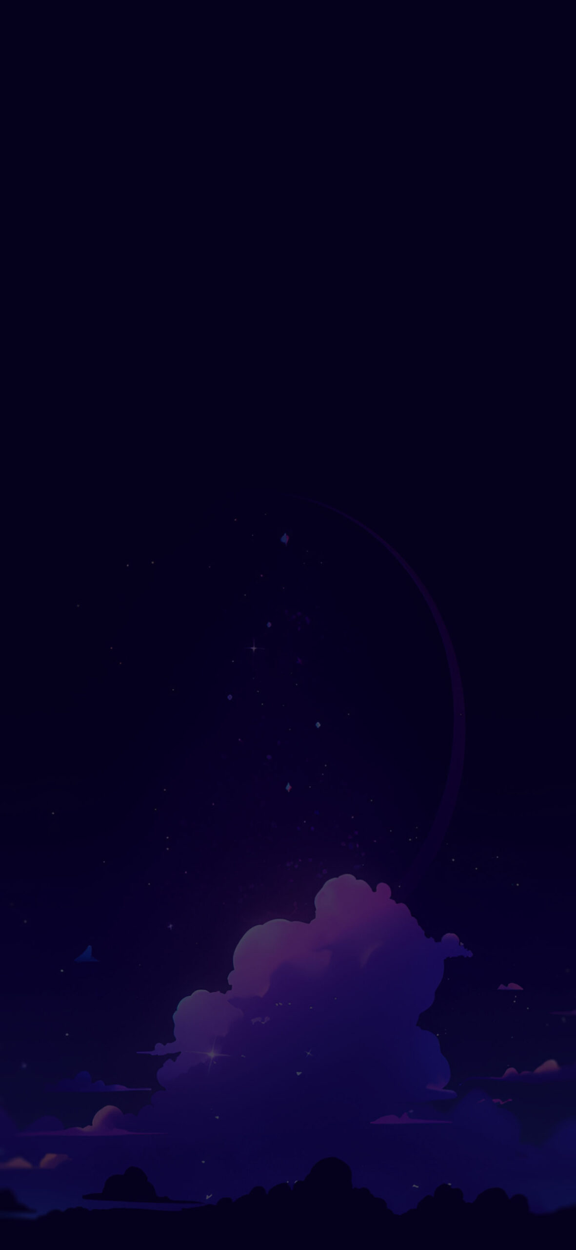 Young Moon & Clouds in the Starry Sky Wallpaper