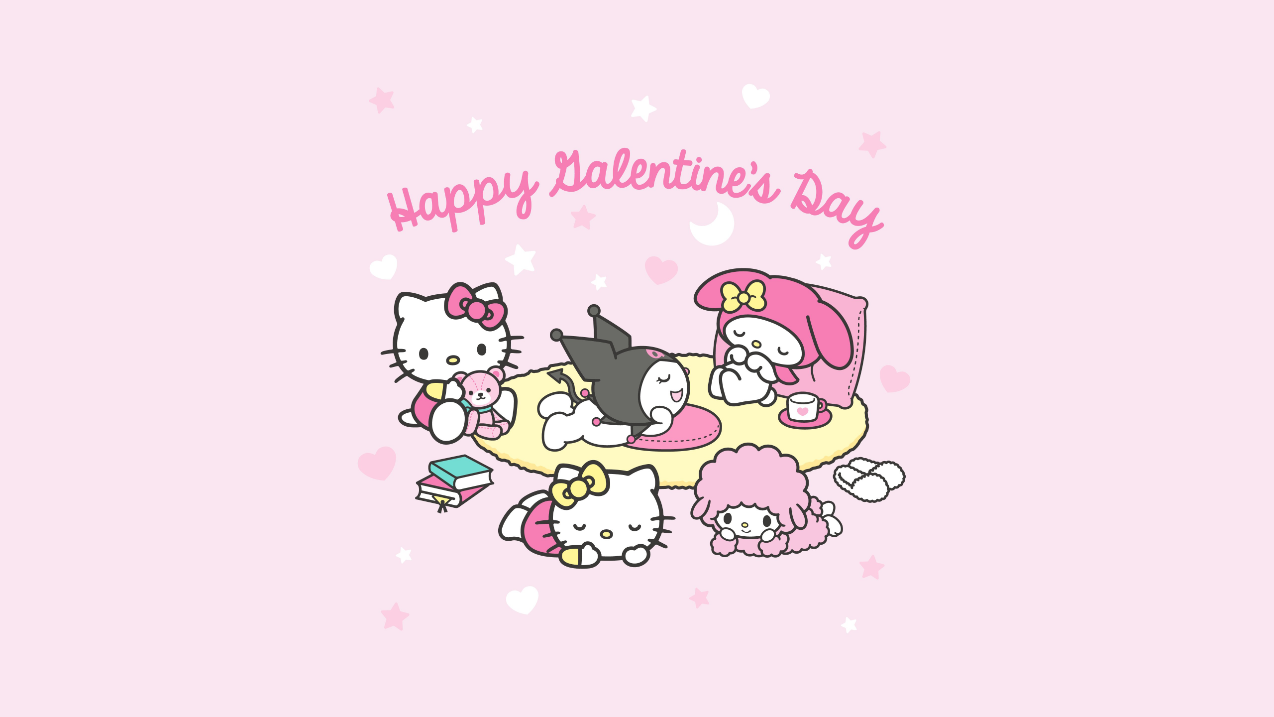 Happy Valentine's Day Wallpaper 4K, Hello kitties, Kuromi