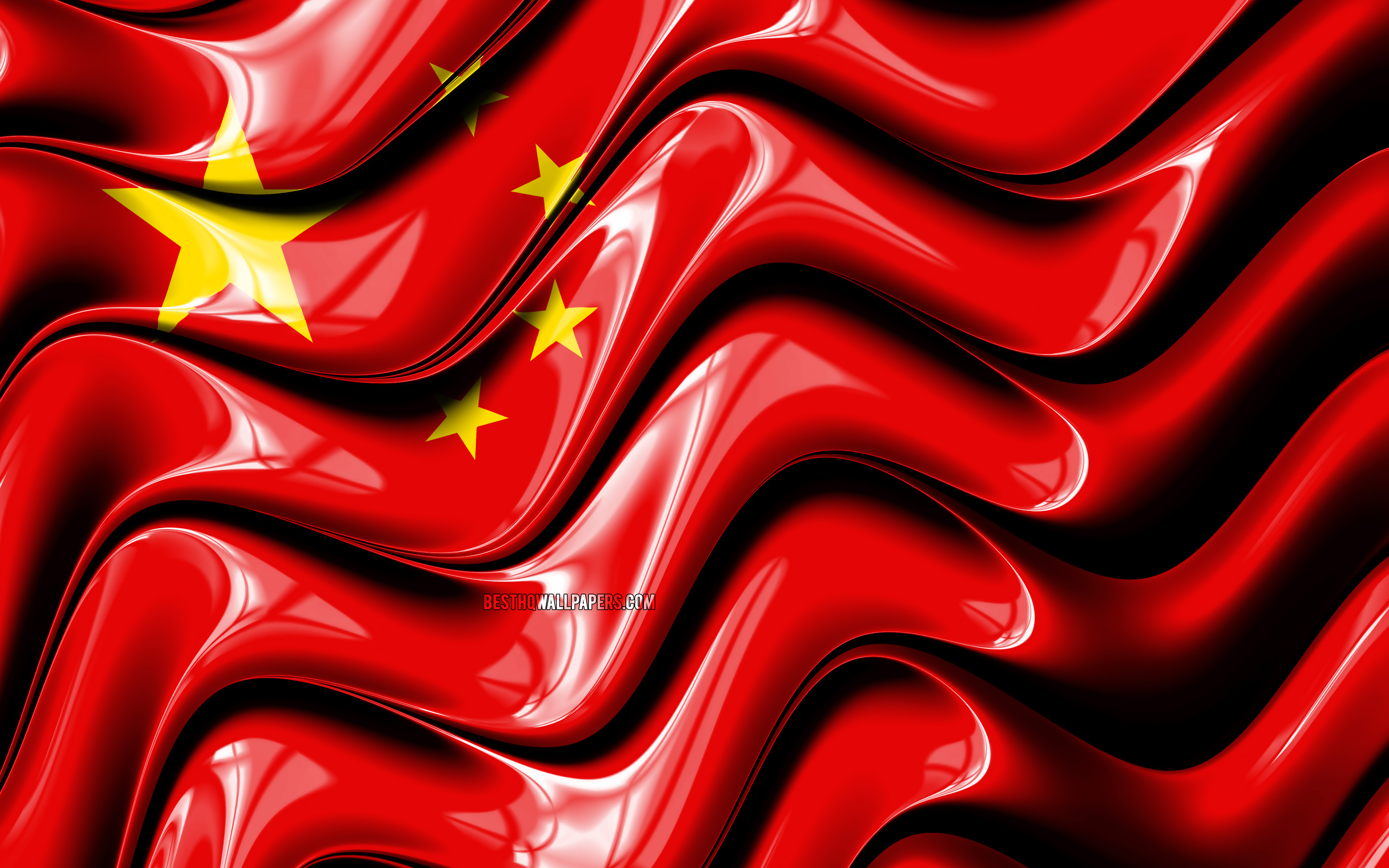 wallpaper Chinese flag, 4k, Asia