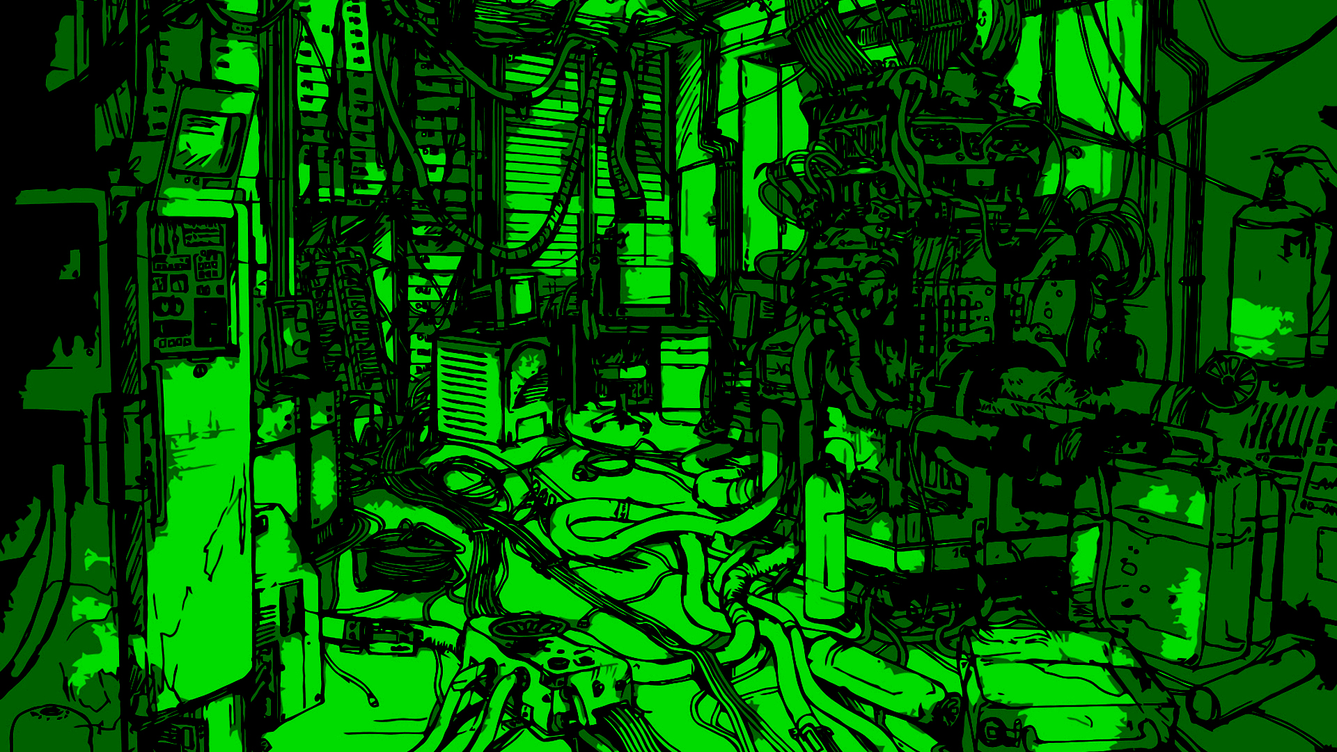 Serial Experiments Lain, cyberpunk, artwork, greenx1080 Wallpaper