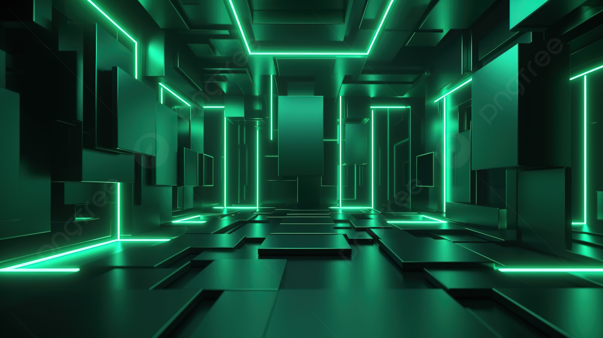 Luxurious Green Geometric Background With Illuminated Scene For Advertising A 3D Rendering, Cyberpunk Background, Green Black, Cyberpunk Background Image And Wallpaper for Free Download