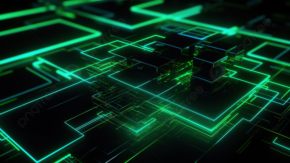Neon Glow On Black And Green Abstract Geometric Background Futuristic 3D Rendering, Cyberpunk Background, Sci Fi Background, Neon Stage Background Image And Wallpaper for Free Download