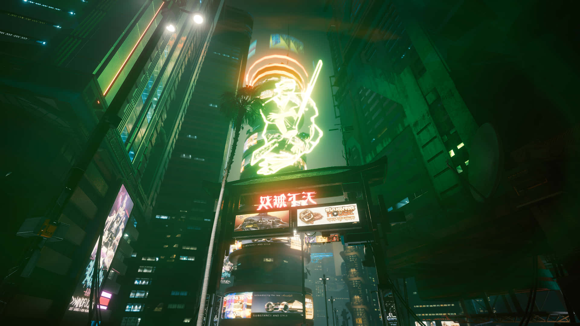 Download Explore The Wondrous Neon Glow Of The Vibrant Cyberpunk Night City. Wallpaper