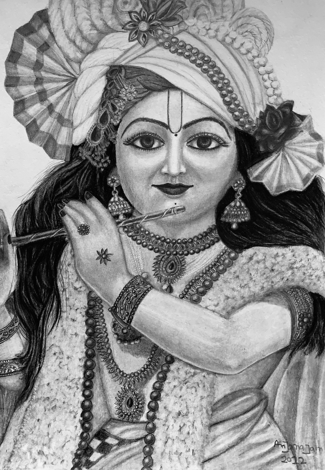 Lord Krishna pencil sketch - Kalakaar - Paintings & Prints, Religion,  Philosophy, & Astrology, Hinduism - ArtPal