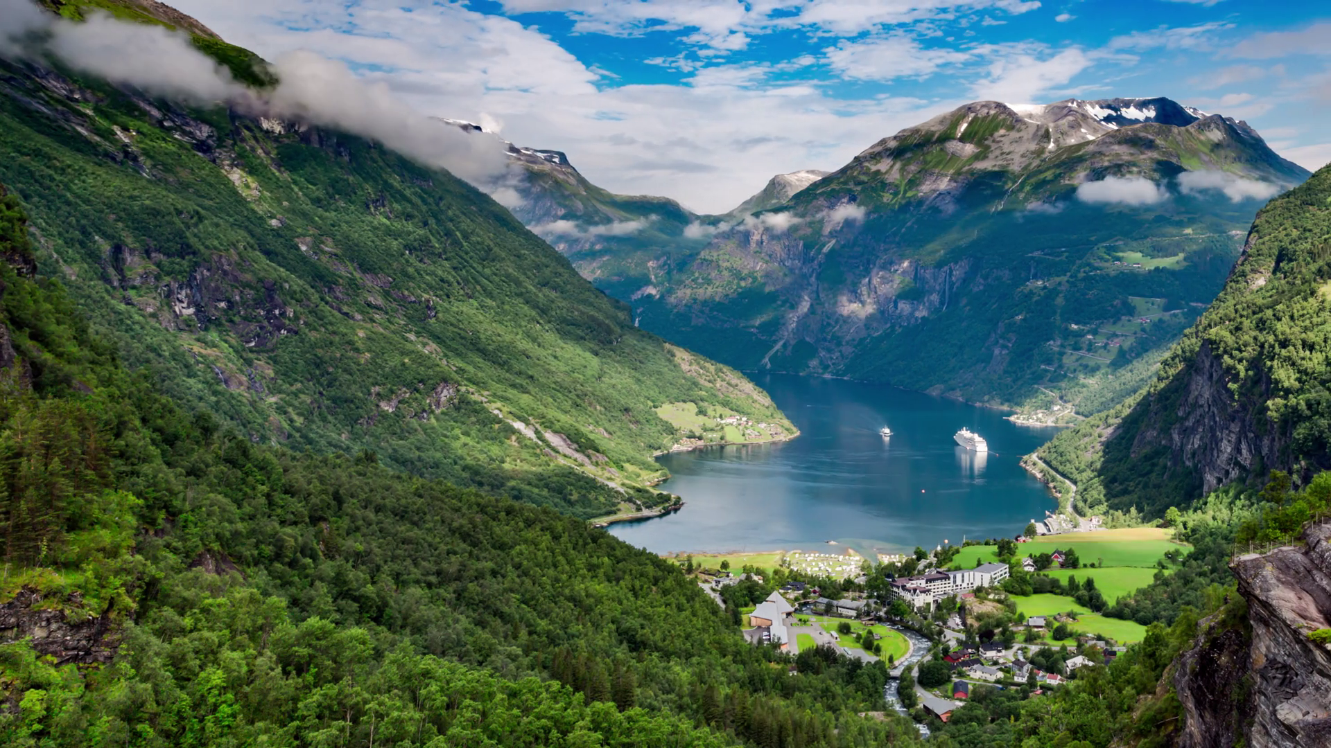 Timelapse geiranger norway lake nature wallpaperx1080