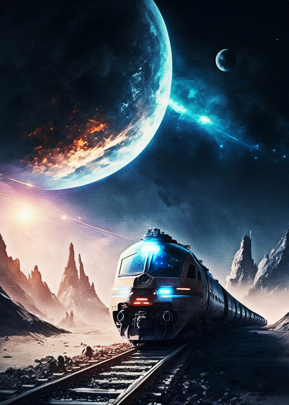 Wall Art Print. Train to space