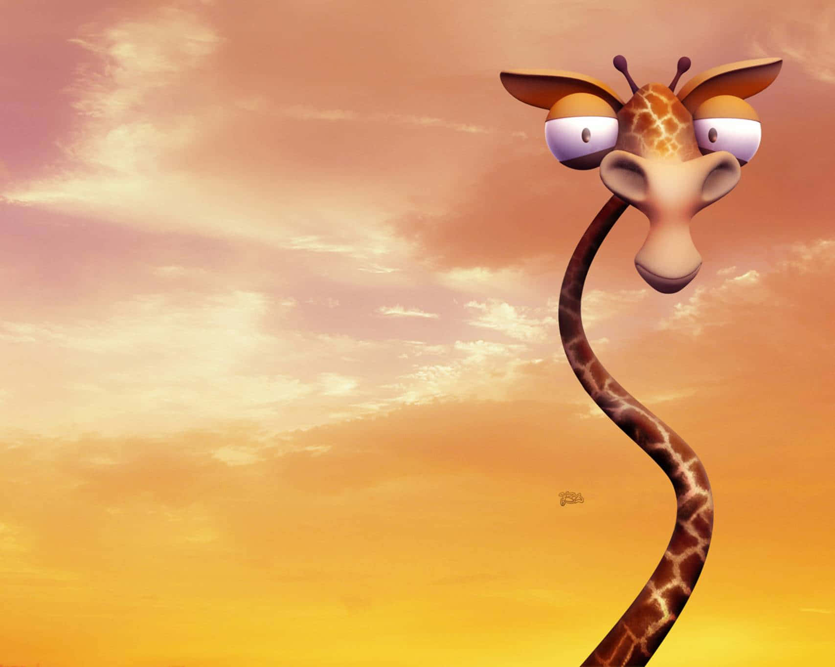 Download A Cartoon Giraffe Standing In The Desert Wallpaper