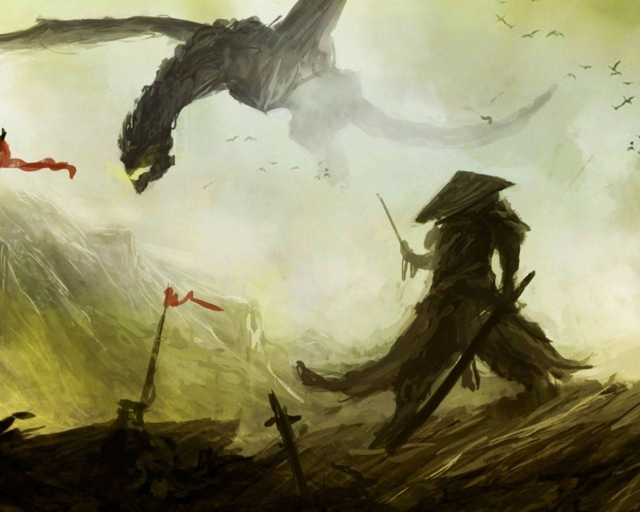 Download Japanese Dragon PC And A Samurai Wallpaper