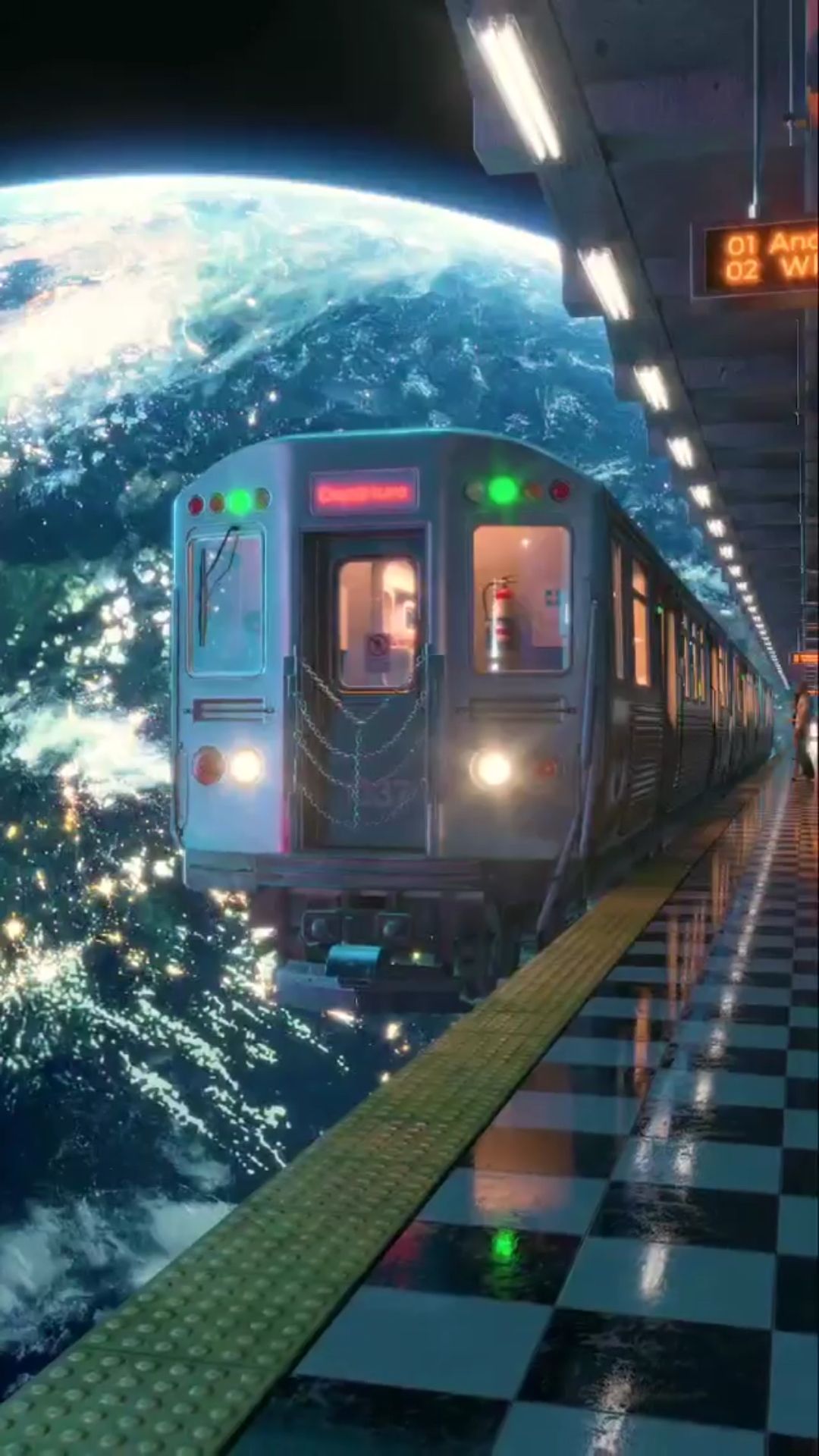 Intergalactic Subway. Water live wallpaper, Train station architecture, Fantasy landscape