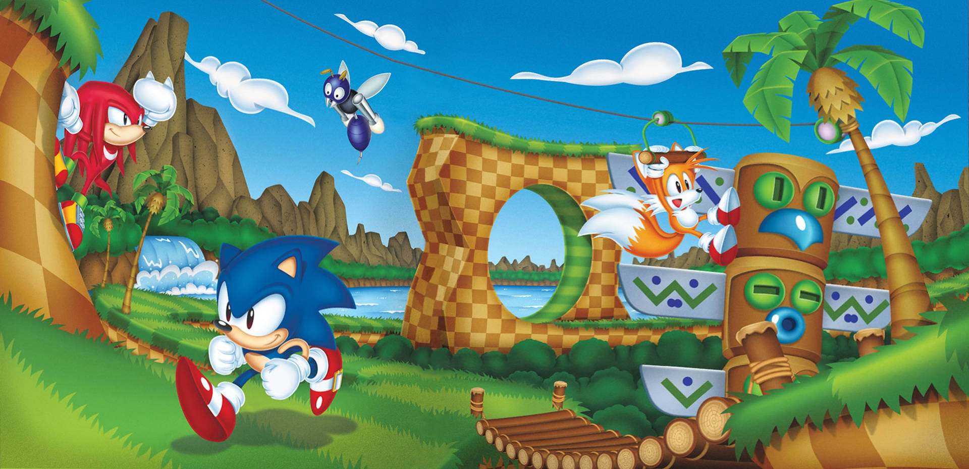 Download Green Hill Zone With Sonic And Friends Wallpaper