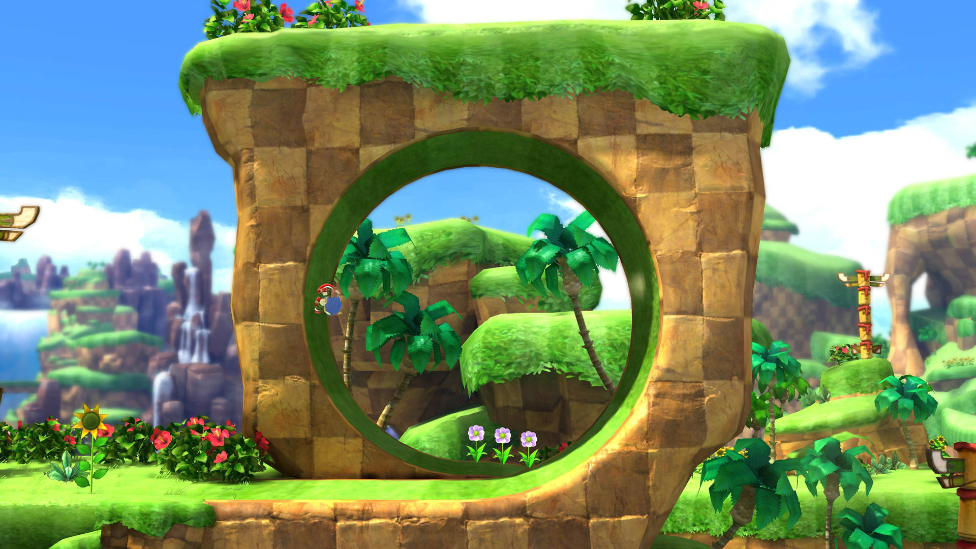Download Green Hill Zone With Sonic Rolling Wallpaper