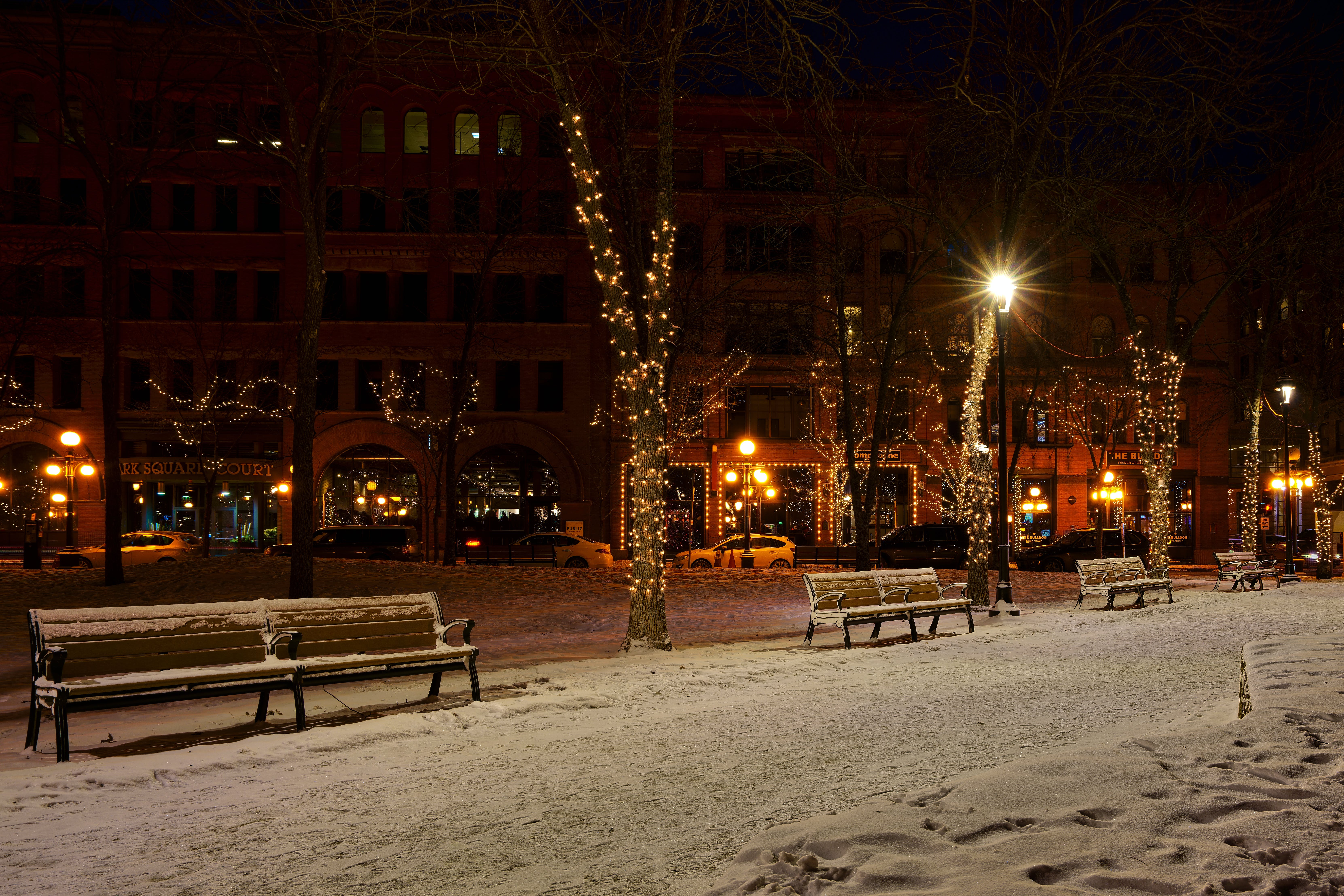 Photo of Snow Covered Benches in the Street · Free
