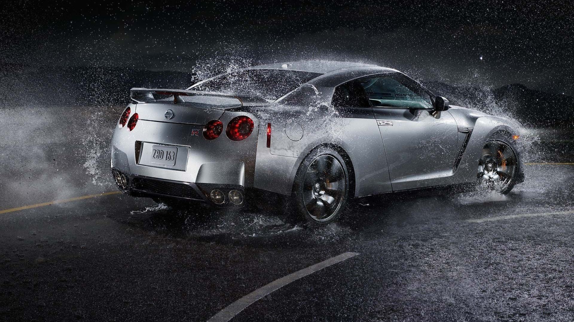 Rain Cars Silver Vehicles Nissan GT R R35 Wallpaperx1080