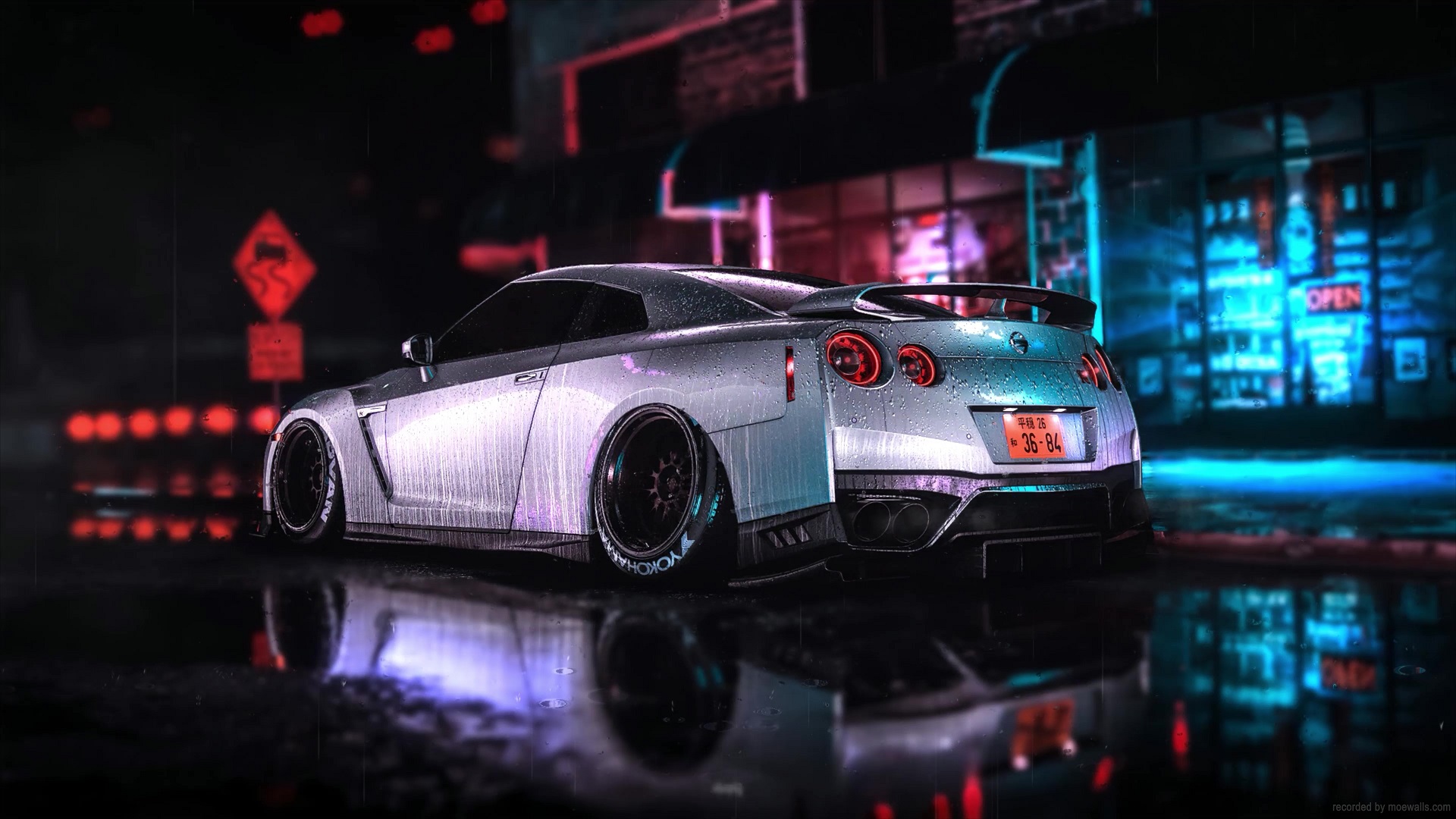 Nissan GT R R35 Nismo Rain Road Live Wallpaper