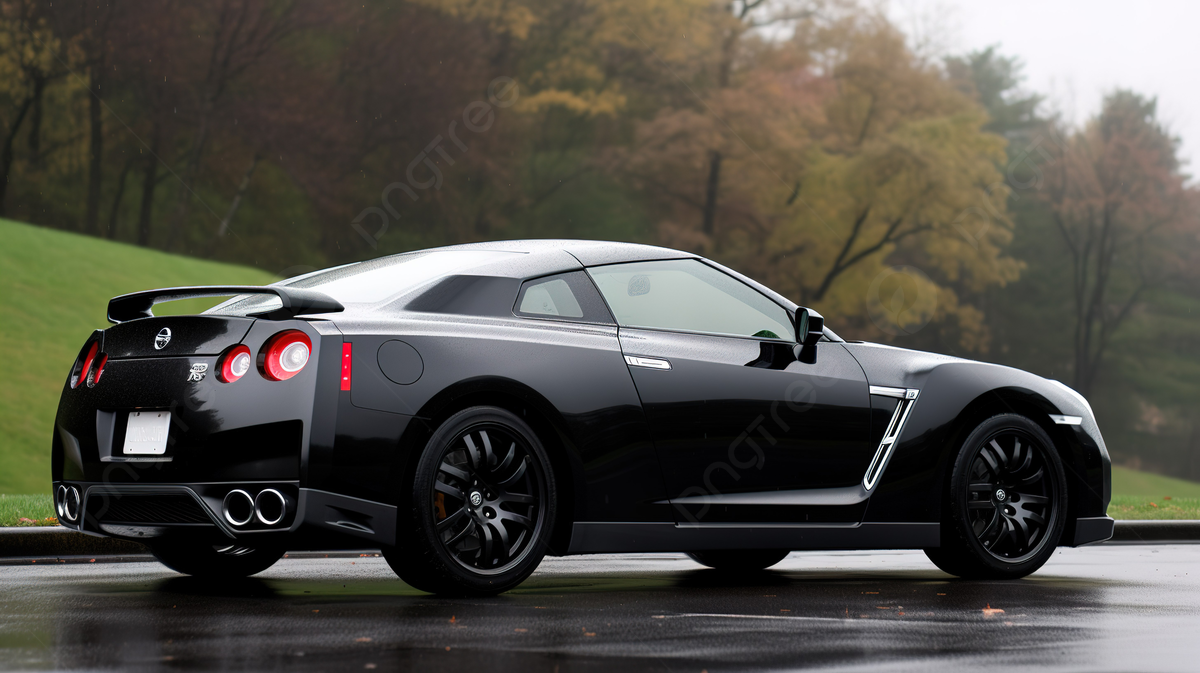 The Black Nissan Gtr Is Parked On A Rainy Day Background, Picture Of Nissan Gt R, Car, Transportation Background Image And Wallpaper for Free Download